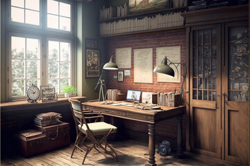 vintage study room