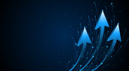 Aufkleber - Abstract up arrow on dark blue background. Business growth or investment ideas. blue arrow technology background
