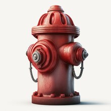 Red Fire Hydrant Isolated On A White Background, Generative Ai
