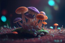 Illustration Of A Colorful Mushroom Fungi. Generative AI