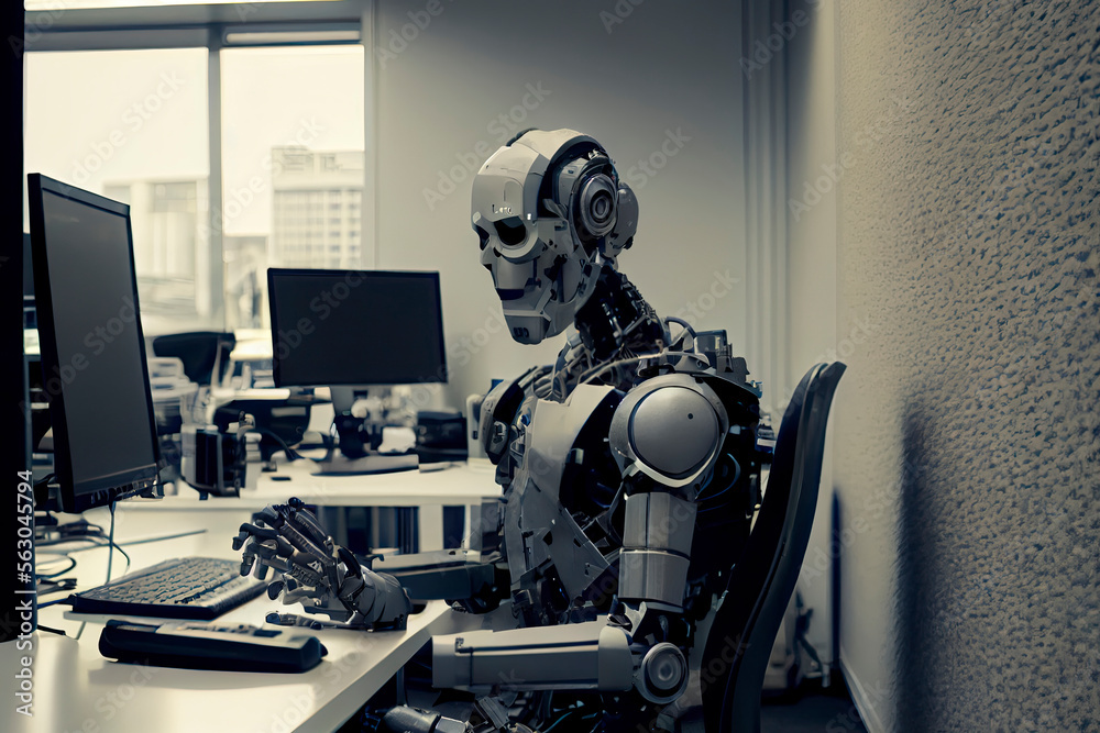 humanoid robot working in an office setting