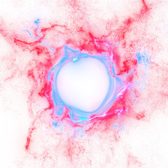 Poster - energy effects in sparkling neon red and blue. electric lightning circle and thunderbolt discharge e