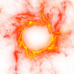 Poster - fiery orange energy effects. electric lightning circle and thunderbolt discharge effects on transpar
