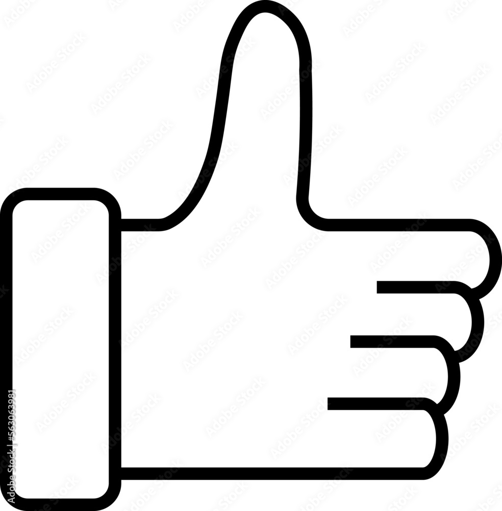 Thumb Up line icon. Vector sign drawn with black thin line. Editable ...
