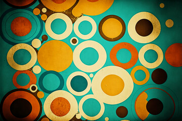 Sticker - abstract retro background. different shapes pattern. old paper texture. Generative AI