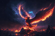 Phoenix Rising: A Mythical bird in a Beautiful Fantasy Sky Scenery