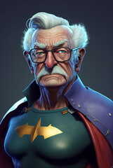 Generative ai strong and confident superhero grandpa.