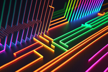 colorful rainbow neon lines background made by generative ai