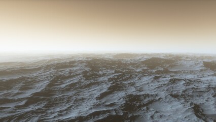 Exoplanet fantastic landscape. Beautiful views of the mountains and sky with unexplored planets. 3D illustration.
