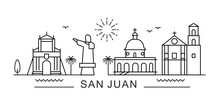 San Juan City Line View. Poster Print Minimal Design.