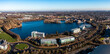 © teamjackson - Aerial view of office blocks and real estate surrounding the lake at Lakeside in Doncaster
