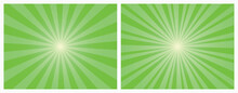 Bright Green Rays Background In Retro Style. Vector Illustration.