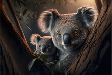 Wildlife, Adorable Koala With Cub
