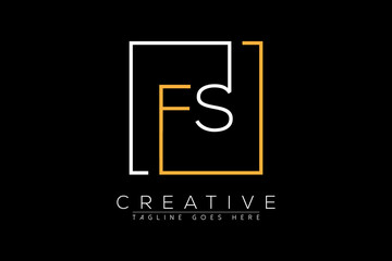 Initial letter fs, sf, f, s elegant and luxury Initial with Rectangular frame minimal monogram logo design vector template