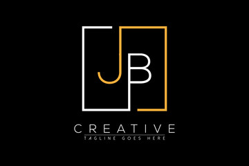 Canvas Print - Initial letter jb, bj, b, j elegant and luxury Initial with Rectangular frame minimal monogram logo design vector template