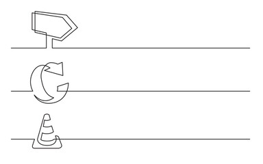 Wall Mural - continuous line drawing vector illustration with fully editable stroke of direction sign turnaround 