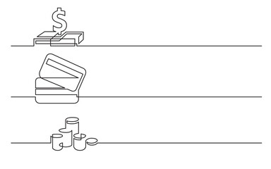 Wall Mural - continuous line drawing vector illustration with fully editable stroke of dollar sign credit cards m
