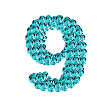 Turquoise letters from spheres. number 9