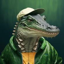 Alligator Wearing A Y2K Outfit Design Aesthetic Illustration Made With Generative AI