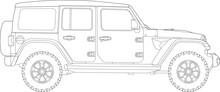 SUV Vector Template Wireframe Blueprint. Blank SUV Vehicle Template Side View