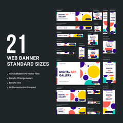 Wall Mural - Digital web set banner design templates for social media campaigns and posts, multipurpose usage web bundle banner