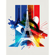 Paris under french flag color preparing Olympic Games, Generative AI