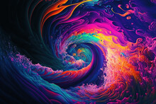 Abstract Psychedelic Waves, Colorful Gradients,  Generative AI
