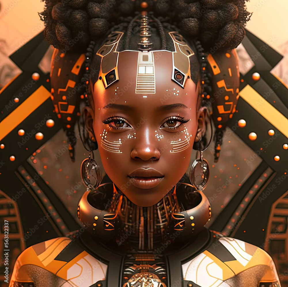 An illustration of an African American woman with a beautiful hair and ...
