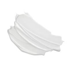 white beauty cream smear smudge on white background. cosmetic skincare product texture. face cream, 