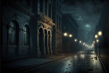 Horror Illustration, Night, Street, Cityscape