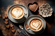 coffee with heart drawn in cream, romantic breakfast, good morning, valentine's day, honeymoon, wedding, vacation, love