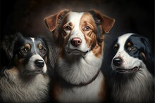 Portrait Of Three Beautiful Dogs