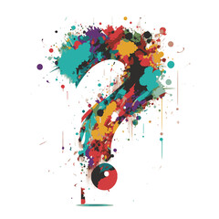 large question mark, multiple colors, colourful question