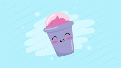 Canvas Print - delicious milkshake kawaii character animation