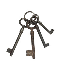 Wall Mural - Bunch of old vintage keys isolated on a transparent background