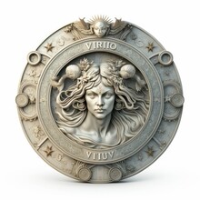 Detailed Illustration Of An Astrological Zodiac Sign For Virgo Isolated On A White Background, Generative Ai