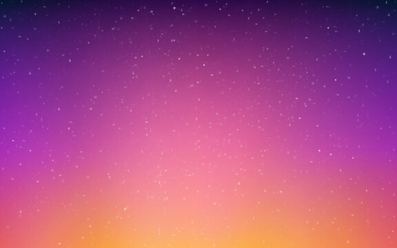 Fototapete - Sunset with stars. Orange beautiful sky. Blurred night background. Beautiful starry space. Color starry gradient. Realistic evening light. Vector illustration