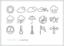 Set Of Weather Line Icons Of Showing Different Types Of Weather Outside Throughout The Year