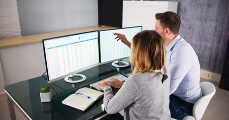 Poster - Analyst Employee Working On Spreadsheet