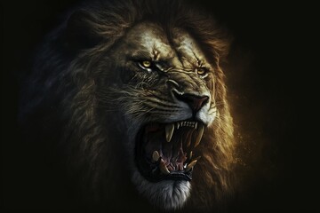 lion in the night color art