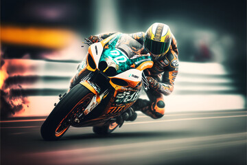 Illustration of motorcycling race - Stylized - Created with Generative Ai Technology