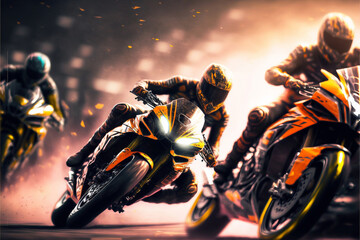 Illustration of motorcycling race - Stylized - Created with Generative Ai Technology