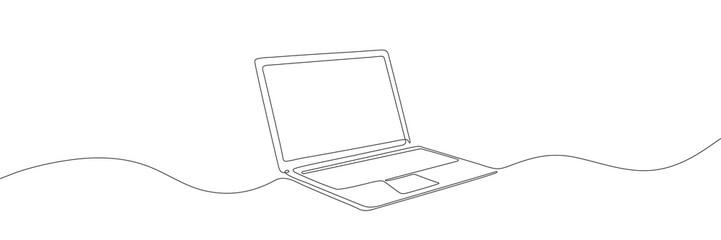 One line drawing of laptop gadget