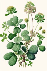 Sticker - Clover Bouquet Watercolor Painting. Botanical Illustration in Vintage Style Isolated on White