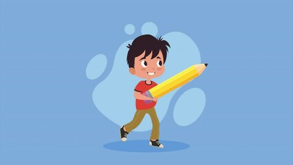 Poster - little boy with pencil character animation