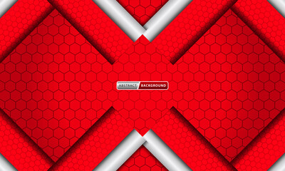 Wall Mural - Abstract dark background with red hexagons