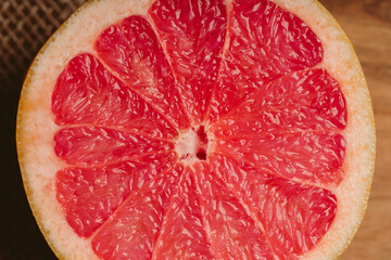 Halved grapefruit close up