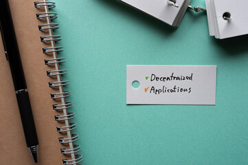 Poster - There is word card with the word Decentralized Applications. It is a Web3 related term.