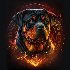 Wall Mural - portrait logo of a Rottweiler