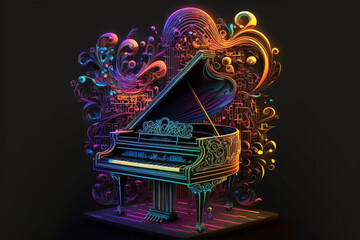 Abstract Piano Neon Illustration Background